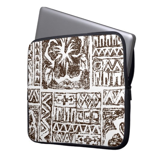 Tropisches Stammkunstmuster indigener hawaiianisch Laptopschutzhülle (Vorderseite Links)