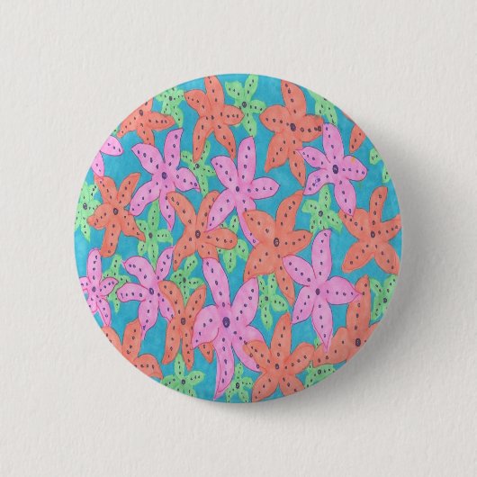 Tropisches Sternenfisch-Muster Button (Vorderseite)