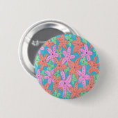 Tropisches Sternenfisch-Muster Button (Vorne & Hinten)