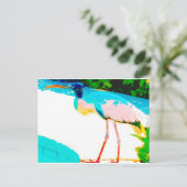 Tropisches Storchengrafik Postkarte (Stehend Vorderseite)