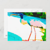 Tropisches Storchengrafik Postkarte (Vorne/Hinten)