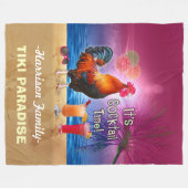 Tropisches Strand-Cocktail-Bar-lustiges Hahn-Huhn Fleecedecke (Vorderseite (Horizontal))