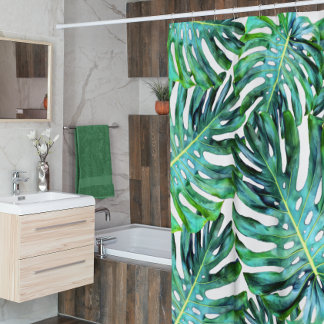 Tropisches Strand Monstera Blatt Muster Modern Duschvorhang