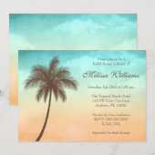 Tropisches Strand-Palme-Brautparty Einladung (Vorne/Hinten)