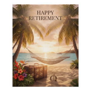 Tropisches Strand-Rentendesign mit Hängematte Poster