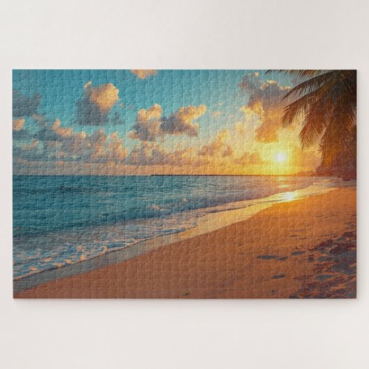 Tropisches Strand-Sunset-Jigsaw-Puzzle Puzzle (Horizontal)