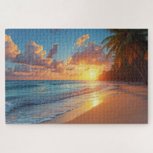 Tropisches Strand-Sunset-Jigsaw-Puzzle Puzzle