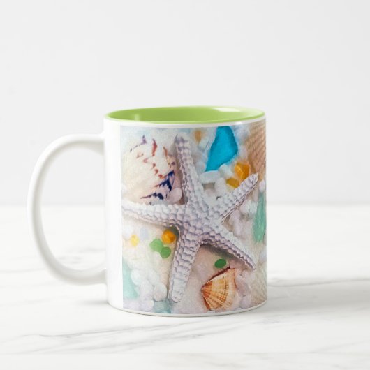 Tropisches Strand-Thema Zweifarbige Tasse (Links)