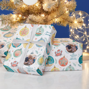 Tropisches Strand-Weihnachtsfoto Geschenkpapier