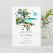 Tropisches Strandbild, 40. Party Einladung (Stehend Vorderseite)