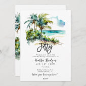 Tropisches Strandbild, 40. Party Einladung (Vorne/Hinten)