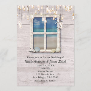 Tropisches Strandfenster Elegante Küstenhochzeit Einladung