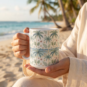 Tropisches Strandmuster, Palmen und ruhiger Ozean Kaffeetasse