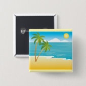 Tropisches Strandparadies mit Palmen Button (Vorne & Hinten)