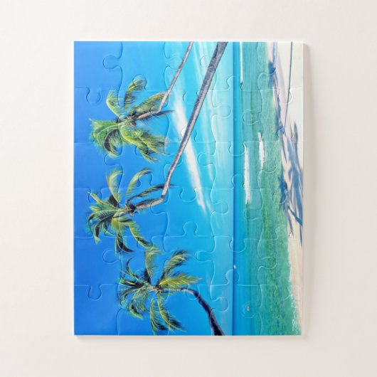 Tropisches Strandparadies mit Palmen Puzzle (Vertikal)