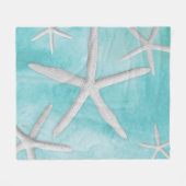 Tropisches Strandstarfish-SeeTürkis-Aquarell Fleecedecke (Vorderseite (Horizontal))