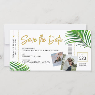 Tropisches Strandziel Boarding Pass Save The Date