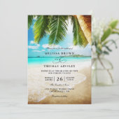 Tropisches Strandziel Chic QR-Code-Hochzeit Einladung (Stehend Vorderseite)