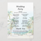 Tropisches Strandziel-Hochzeitsprogramm Programm (Rückseite)