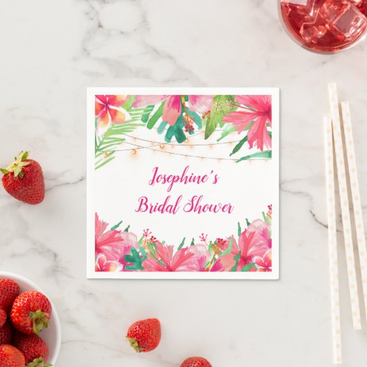 Tropisches String Lights Brautparty Serviette (Beispiel)