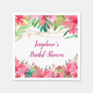 Tropisches String Lights Brautparty Serviette