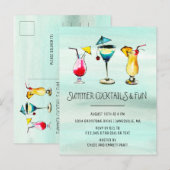Tropisches Summer Cocktail Party Einladungspostkarte (Vorne/Hinten)