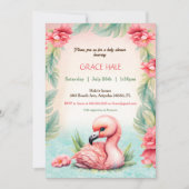 Tropisches Summer Pink Flamingo Baby Dusche Party Einladung (Vorderseite)