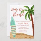 Tropisches Surf Baby an Bord Babydusche Einladung (Vorderseite)