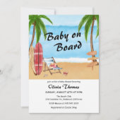 Tropisches Surfboard Baby an Bord Babydusche Einladung (Vorderseite)