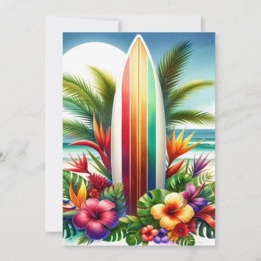 Tropisches Surfboard Pool Party Sweet 16 Einladung (Rückseite)