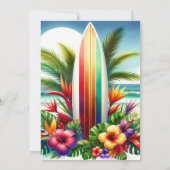 Tropisches Surfbrett Pool Party Luau Verlobung Einladung (Rückseite)