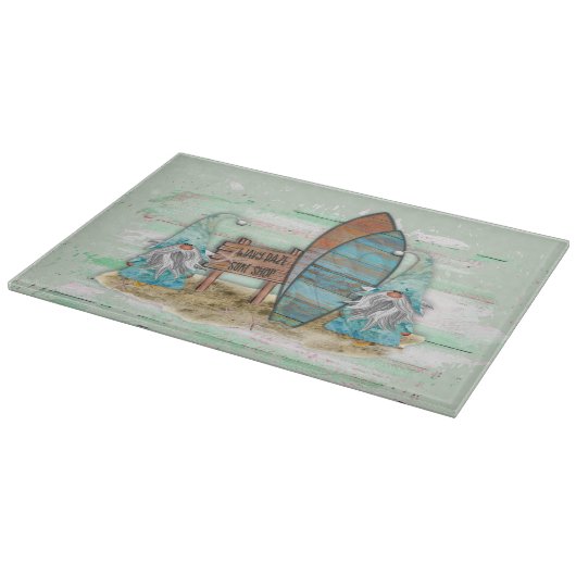 Tropisches Surfen Wasserfarbenstrand Schneidebrett (Ecke)