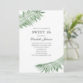Tropisches Süß 16. Grüner exotischer 16. Geburtsta Einladung (Stehend Vorderseite)