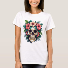 TROPISCHES T-SHIRT MIT TOTENKOPF FÜR FRAUEN