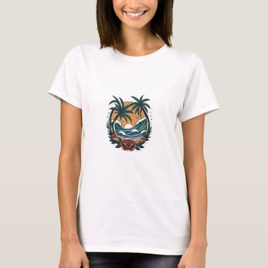 Tropisches Tattoo Art T-Shirts (Vorderseite)