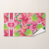 🌺 🌴 tropisches Tennis mit Hibiskus, mit Namen Handtuch (Handtuch)