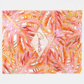 Tropisches Terracotta Monstero Leaf Muster Modern Fleecedecke (Vorderseite (Horizontal))