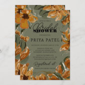 Tropisches Terracotta-Neutral-Boho-Brautparty Einladung (Vorne/Hinten)