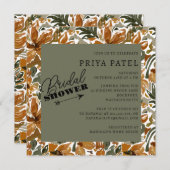 Tropisches Terracotta-Neutral-Boho-Brautparty Einladung (Vorne/Hinten)