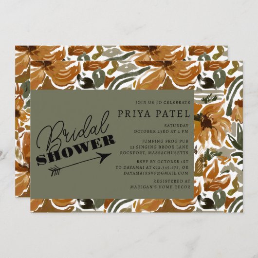 Tropisches Terracotta-Neutral-Boho-Brautparty Einladung (Vorne/Hinten)