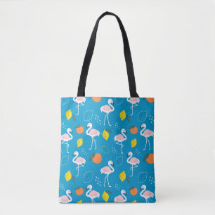 Tropisches Thema Flamingo Früchte auf blauem Hinte Tasche