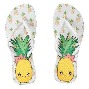 Tropisches Thema Kawaii Ananas Coastal Fruit Food Badesandalen