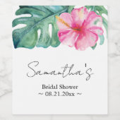 Tropisches Thema Wasserfarbe Rosa Hibiskus Blume Weinetikett (Einzelnes Label)