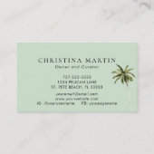 Tropisches Thema Wasserfarbenpalmen Visitenkarte (Rückseite)