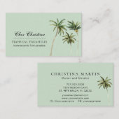 Tropisches Thema Wasserfarbenpalmen Visitenkarte (Vorne/Hinten)