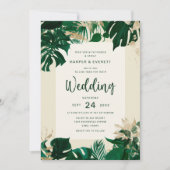 Tropisches Themenblatt mit Goldhochzeit Einladung (Vorderseite)