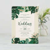 Tropisches Themenblatt mit Goldhochzeit Einladung (Stehend Vorderseite)