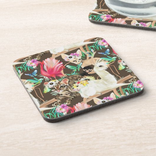 Tropisches Tiermuster Getränkeuntersetzer (Linke Seite)