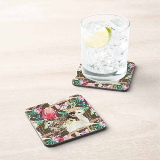 Tropisches Tiermuster Getränkeuntersetzer (Rechte Seite)
