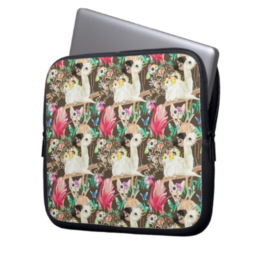 Tropisches Tiermuster Laptopschutzhülle (Vorderseite Links)